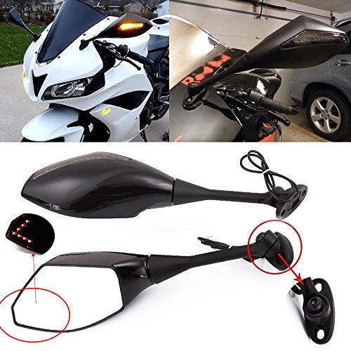 Rich Choices Motorcycle LED Turn Signal Rearview Mirrors with Arrow compatible with Honda CBR600RR 2003-2011 CBR1000RR 2004-2007 Sport Bike - Image 2