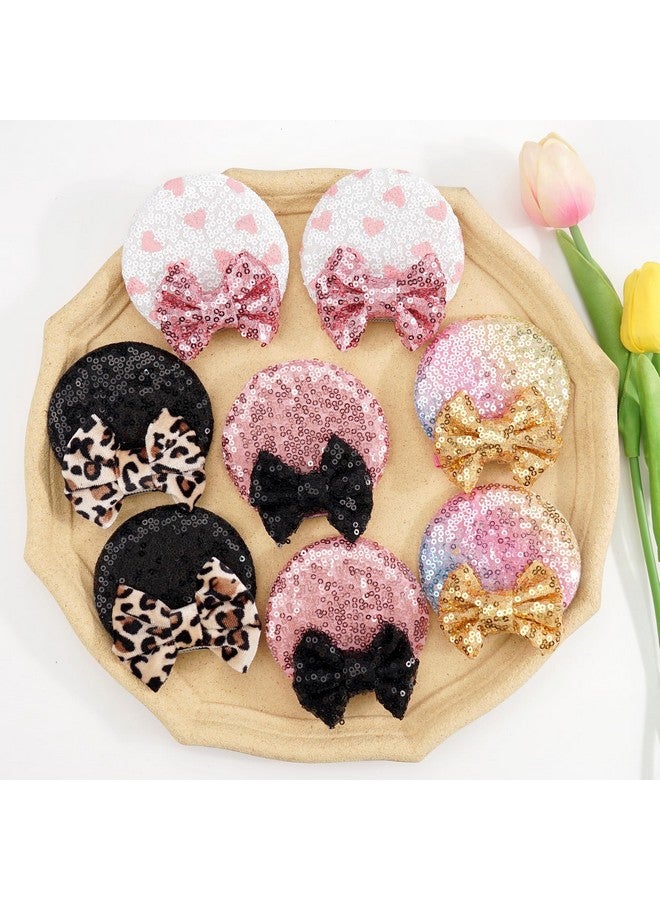 CellElection 8PCS Sequin Mouse Ears Hair Clips Glitter Hair Bows Cute Mice Ears Hair Clips Barrettes for Women Girls Hair Accessories for Costume Party Favor Christmas Decoration - Image 5