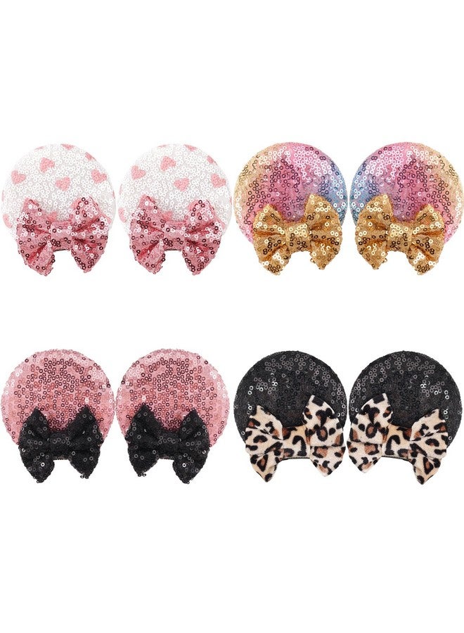 CellElection 8PCS Sequin Mouse Ears Hair Clips Glitter Hair Bows Cute Mice Ears Hair Clips Barrettes for Women Girls Hair Accessories for Costume Party Favor Christmas Decoration - Image 1