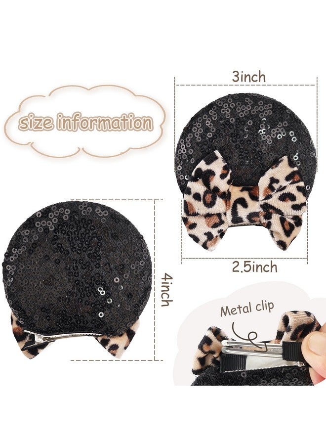 CellElection 8PCS Sequin Mouse Ears Hair Clips Glitter Hair Bows Cute Mice Ears Hair Clips Barrettes for Women Girls Hair Accessories for Costume Party Favor Christmas Decoration - Image 2
