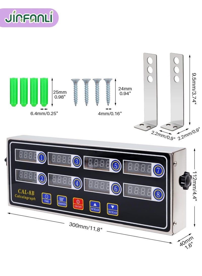 JINFANLI 8 Channel Kitchen Timer, Digital Kitchen Timers, Commercial Kitchen Timers, Manual Big Large Timer, Professional Restaurant Timers, Loud Alarm Cooking Reminder for Food Truck, Fryer, Bakery, Coffee，Room Dexoration - Image 4
