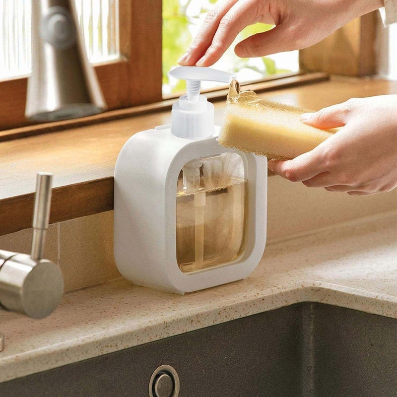 Lazybeee Empty Soap Dispenser Bottle for Bathroom & Kitchen | Hand Soap, Dish Soap, Shampoo Dispenser | Travel Essential | White (1 Pc) - Image 1