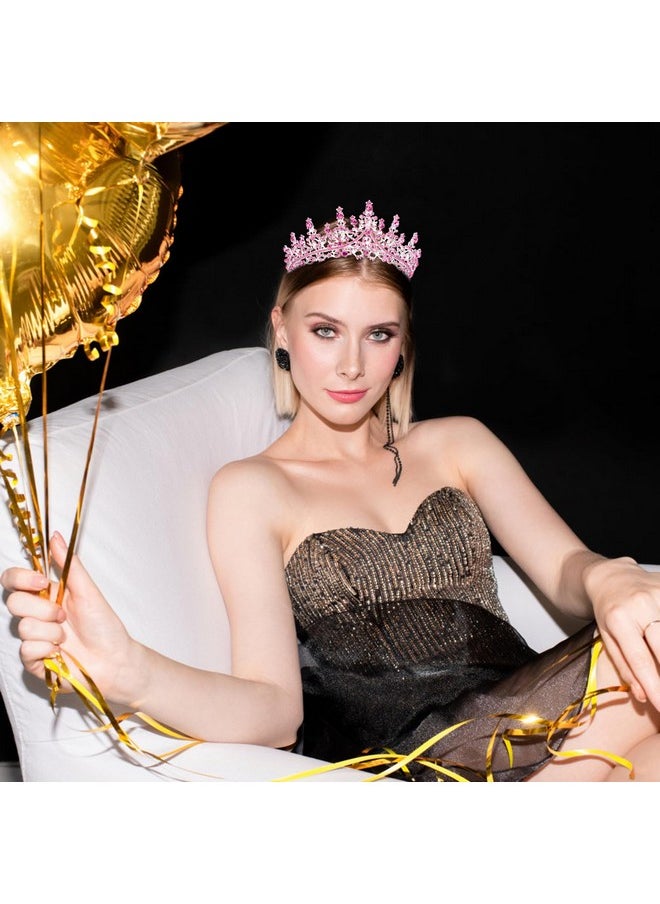 Velscrun Velscrun Pink Crystal Birthday Tiara Crowns for Women Girls Elegant Princess Crown with Combs Birthday Girl Headband Sash Happy Birthday Party Decorations Birthday Gift Cake Topper Hair Accessories  - Image 5