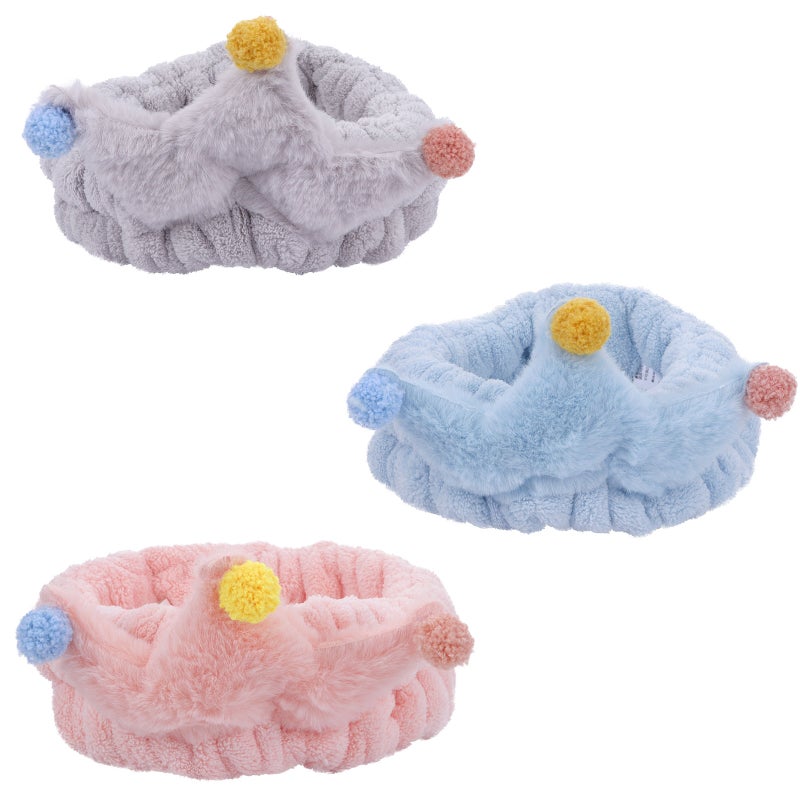 6 Pcs Coral Fleece Headbands for Women Elastic Facial Makeup Hairbands - Image 1