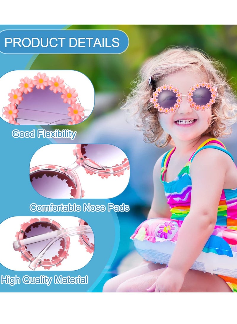 Zikra Daisy Sunglasses Round Retro Sunflower Sunglasses Disco Funny Sunglasses for Girl Flower Shape Festival Sunglasses for Boys and Girls 6 Pairs - Image 3