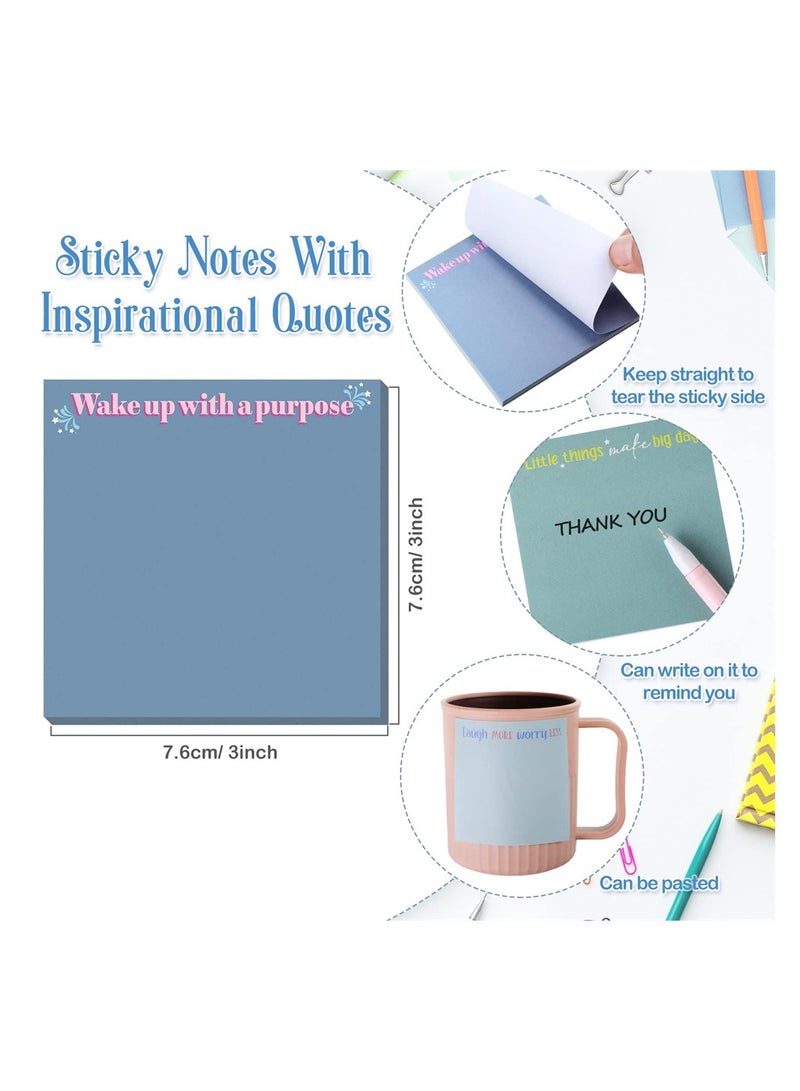 KASTWAVE Inspirational Sticky Notes, 12 Pieces 50 Sheets Each Inspirational Memo Pads Set, Extra sticky notes for Note Taking, Reminders, Self Stick Pads Sticky Notes Cute Paper Stationery for Office - Image 3