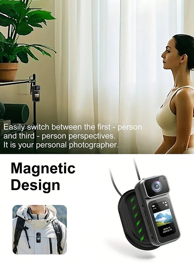 2025 New HD Sports Camera, 180° Rotating Lens, 1.47-inch Screen, Free 64GB Card, Multi-angle Outdoor Mini Camera, Multi-function WiFi Camera, Suitable for Vlog Recording, Cycling Travel, Social Media Blog