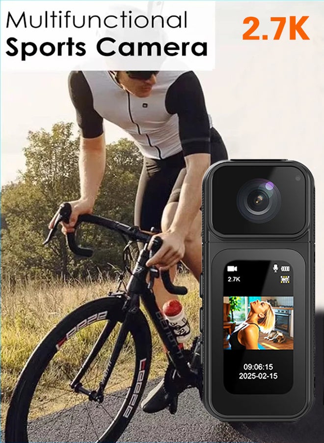 2025 New HD Sports Camera, 180° Rotating Lens, 1.47-inch Screen, Free 64GB Card, Multi-angle Outdoor Mini Camera, Multi-function WiFi Camera, Suitable for Vlog Recording, Cycling Travel, Social Media Blog