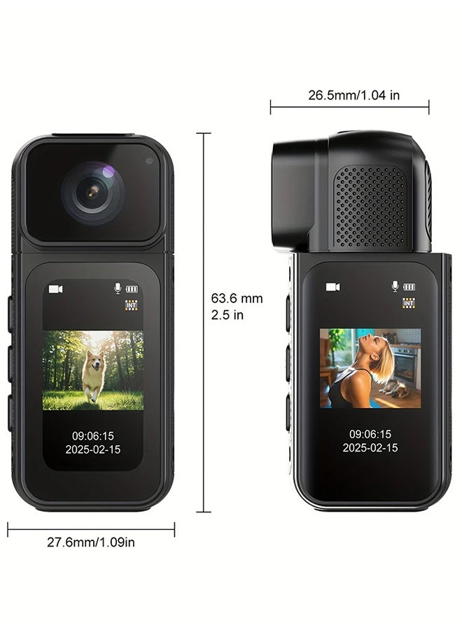 2025 New HD Sports Camera, 180° Rotating Lens, 1.47-inch Screen, Free 64GB Card, Multi-angle Outdoor Mini Camera, Multi-function WiFi Camera, Suitable for Vlog Recording, Cycling Travel, Social Media Blog