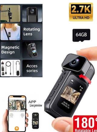 2025 New HD Sports Camera, 180° Rotating Lens, 1.47-inch Screen, Free 64GB Card, Multi-angle Outdoor Mini Camera, Multi-function WiFi Camera, Suitable for Vlog Recording, Cycling Travel, Social Media Blog - pzsku/Z80BCCC2CBD297B5D8B39Z/45/1752815837/9fa3a37a-9755-4323-ac2d-32463b0d6cfe