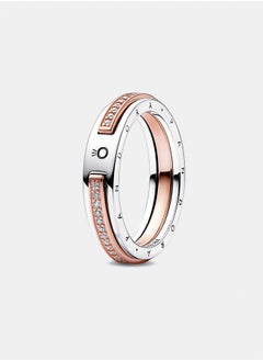 PANDORA Signature Two-tone Logo & Pavé Ring 