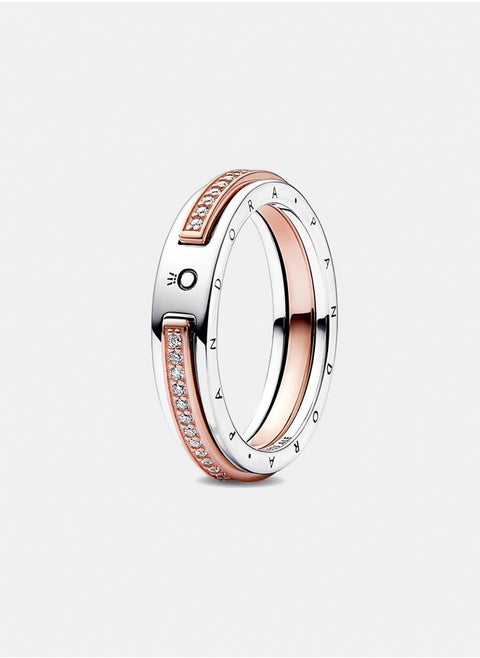 Signature Two-tone Logo & Pavé Ring