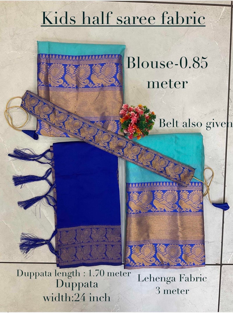 Fabcartz South Indian Traditional Kid Unstitched Half Saree for Girls – Elegant & Colorful Outfit for Special Occasions - Image 3