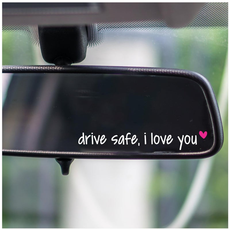 TUANRIVER Rearview -Mirror -Decal Water Bottle -Stickers Affirmation Reminder Sticker Laptop Bumper Tumbler Vinyl Sticker Car Mirror Decal Funny Car Decor -Gift (White  Drive Safe  I Love You) - Image 1