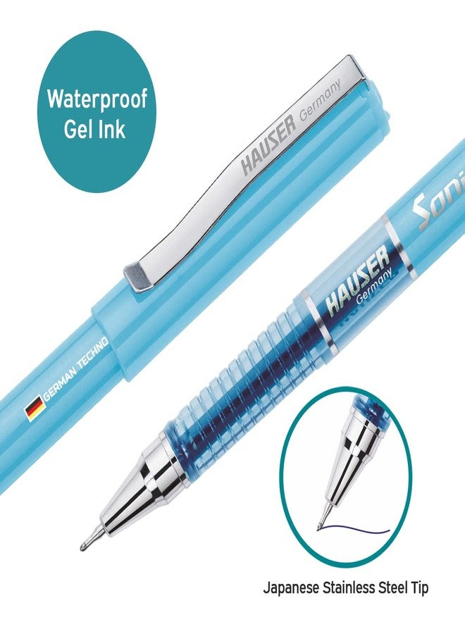 Hauser Sonic Gel Pen Box | Attractive Foiled Body | Stylish Metal Clip | Refillable & Waterproof Gel Ink | German Technology For Smooth & Effortless Writing | Blue Ink, Set Of 10 X 5 Pack - Image 5