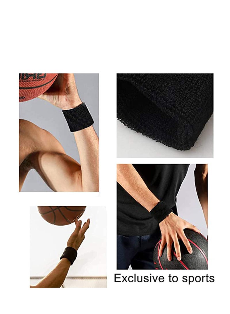 Excefore Absorbent Sweat Bands, 12 Pack Unisex wristbands Sports Cotton Wrist Brace Provide Support for Weak Wrist, Wrist Sprains for Men and Women, Tennis, Running, Gym, Out Sport Black, White, Gray - Image 2