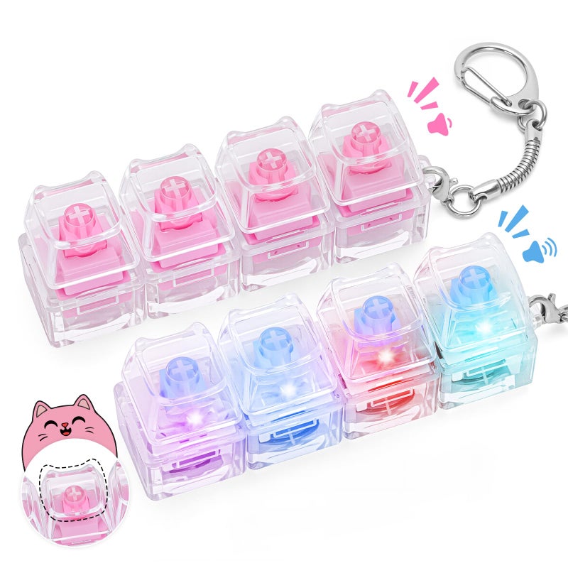 FunisFun 2PCS Keyboard Fidget Toy for Adults Cat Shaped Keyboard Fidget Clicker Keychain with LED Light Clicky Creamy Clickers for Stress Relief Anxiety Decompression - Image 3