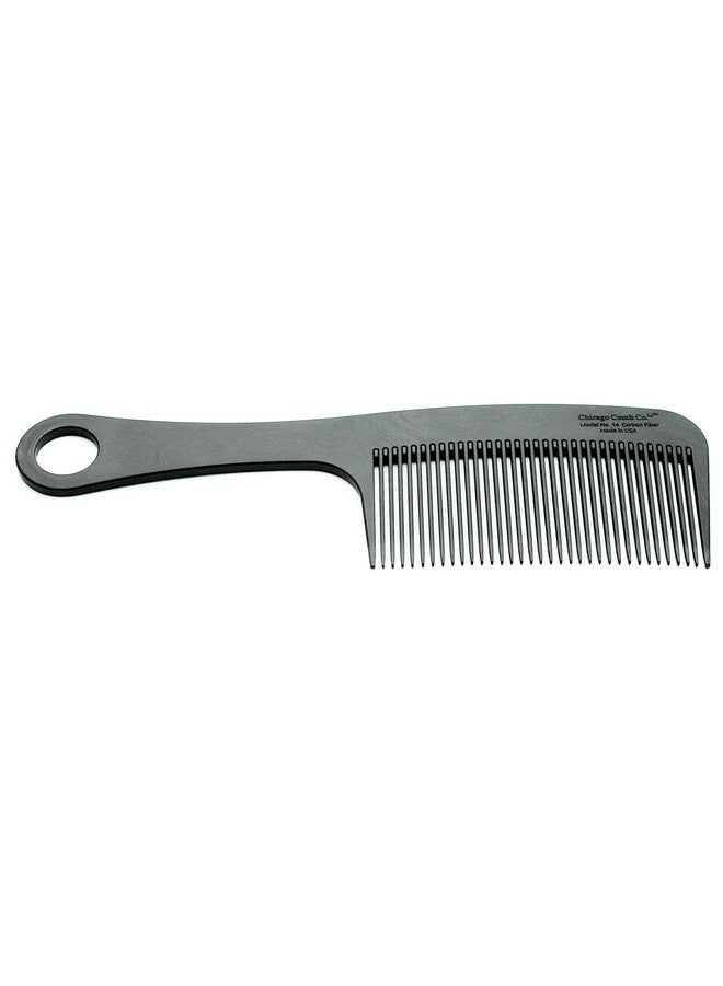 Chicago Comb Model 14 Carbon Fiber Made In Usa Antistatic Detangling Styling & Shower Comb 8.4 Inches (21 Cm) Long - Image 1