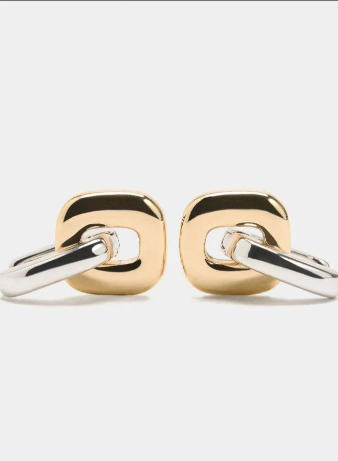 بارفوا أقراط حلقية ثنائية اللون متقاطعة