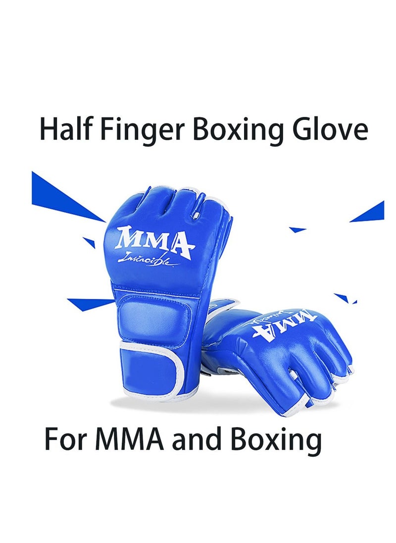 Furtey Boxing Gear Half finger Boxing Gloves Blue For Boxing Training MMA Fighting UFC Contest Gear  - Image 1
