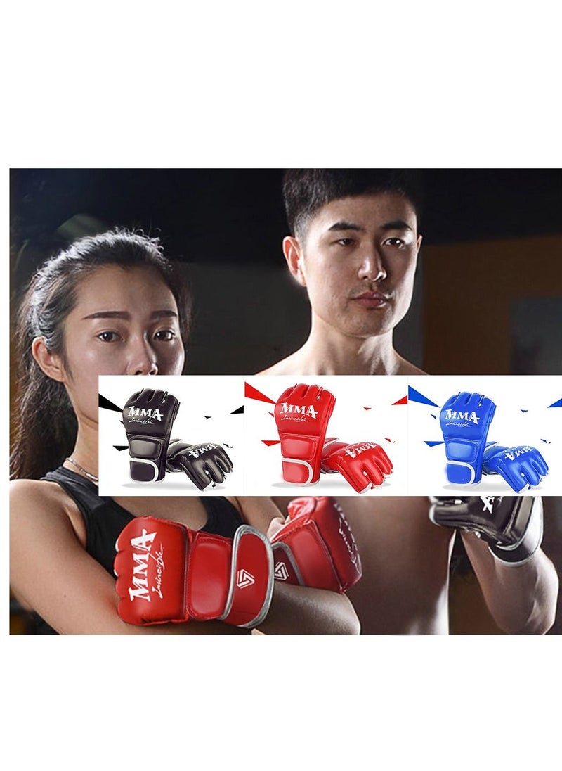 Furtey Boxing Gear Half finger Boxing Gloves Blue For Boxing Training MMA Fighting UFC Contest Gear  - Image 4