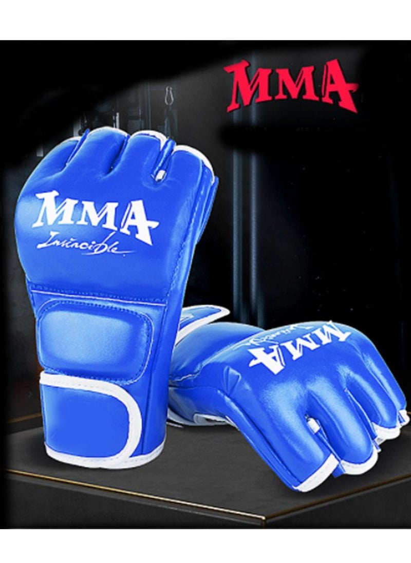 Furtey Boxing Gear Half finger Boxing Gloves Blue For Boxing Training MMA Fighting UFC Contest Gear  - Image 2