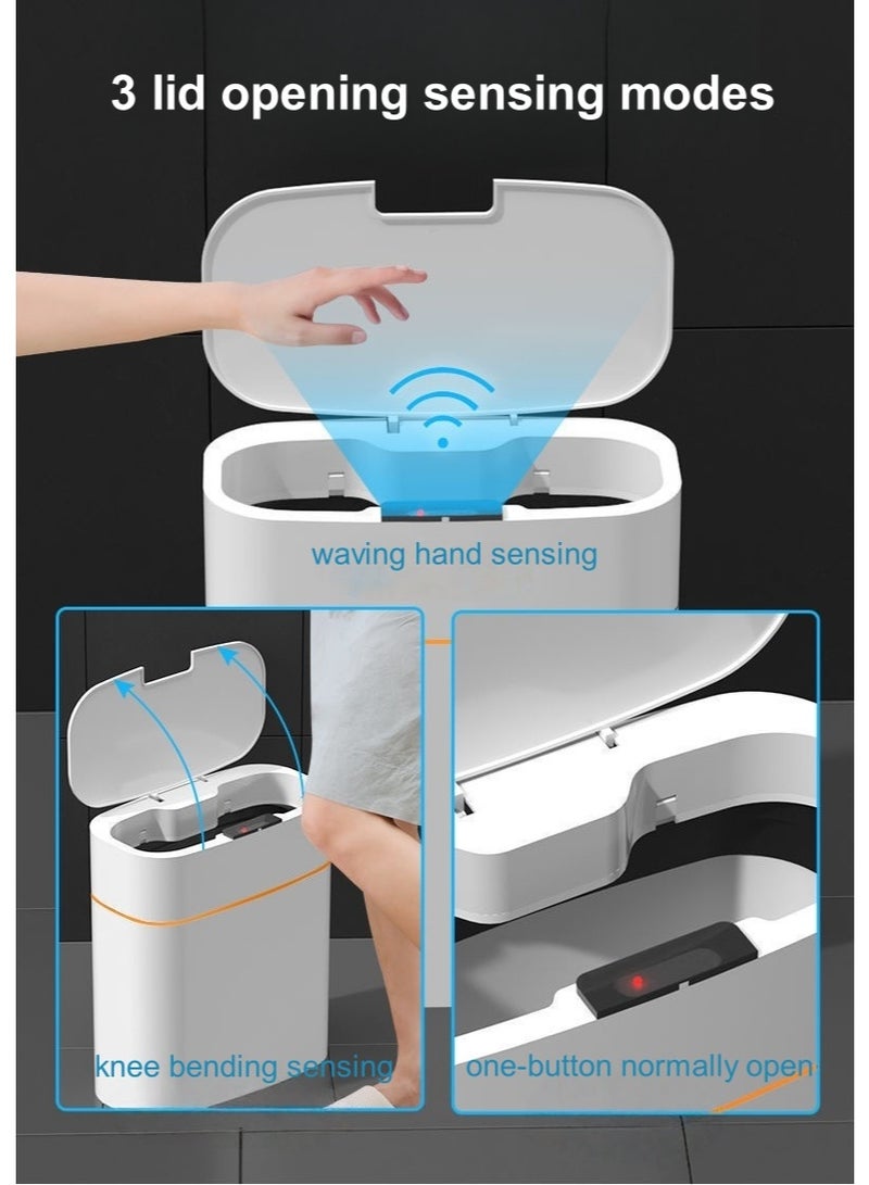 13L Smart Sensor Trash Can With Wave Sensor, Kick Sensor, Kneeling Sensor, Automatic Opening, IPX5 Waterproof, Suitable ForBathroom, Living room, Kitchen, Bedroom 26*15*24cm - Image 2