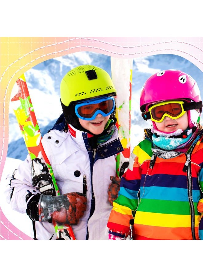 Bencailor 3 Pairs Kids Winter Gloves Waterproof Snow Ski Gloves Warm Windproof Adjustable Mittens for Boy Girl Outdoor(10-15 Years,Red Green, Pink, Blue Green) - Image 3