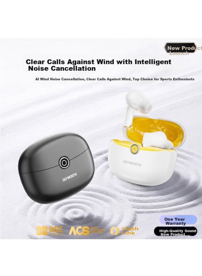 Skyworth T5 Lite Bluetooth In-ear Active Noise Cancelling Wireless Earbuds Latest Sports Running Headphones Long Battery Life Call Noise Reduction - Image 2