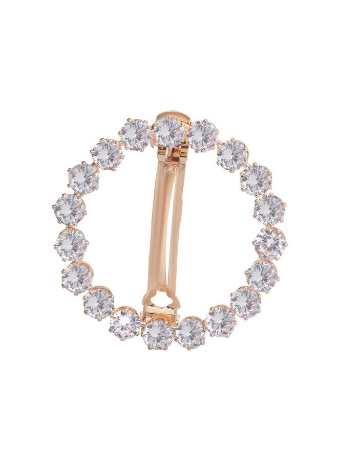 ACCESSHER Ethnic Rose Gold - Toned American Diamond Stone Studded Handcrafted Delicate French Barrette/Hair Pin/Hair Clip For Women And Girls Pack Of 1 - Image 5