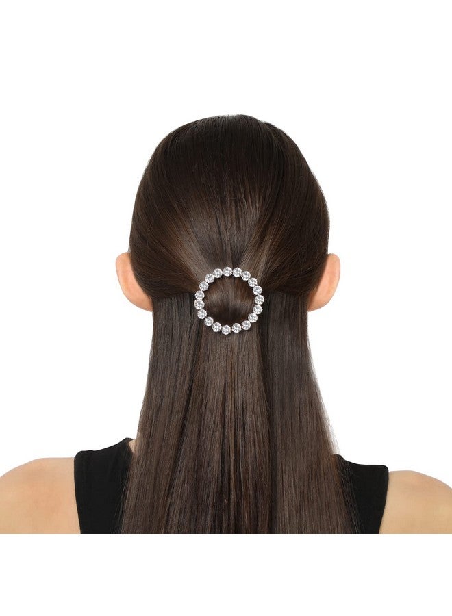 ACCESSHER Ethnic Rose Gold - Toned American Diamond Stone Studded Handcrafted Delicate French Barrette/Hair Pin/Hair Clip For Women And Girls Pack Of 1 - Image 2