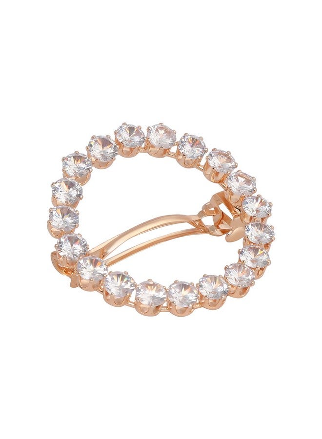 ACCESSHER Ethnic Rose Gold - Toned American Diamond Stone Studded Handcrafted Delicate French Barrette/Hair Pin/Hair Clip For Women And Girls Pack Of 1 - Image 1