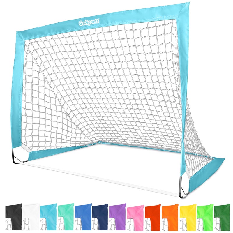 GoSports Team Tone 4 ft x 3 ft Portable Soccer Goal for Kids Pop Up Net for Backyard Light Blue - Image 2