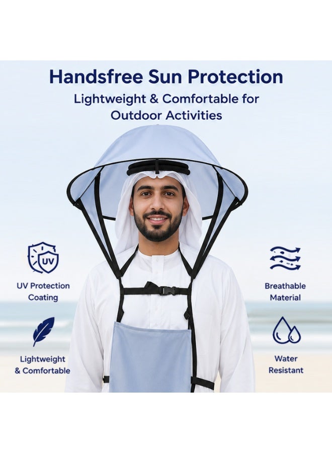 Handsfree UV Protection Umbrella Hat for Men & Women, Foldable Wearable Sunshade Hat with Storage Bag, Portable Waterproof Outdoor Sun Hat for Camping, Beach, Hiking, Fishing, Travel & Hajj - Image 4