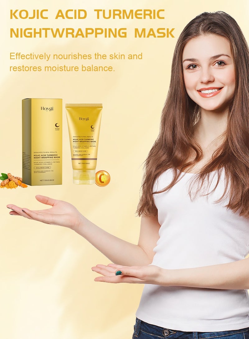 هويجي أقنعة تقشير الوجه، قناع الوجه الكركم المضاد للتجاعيد ومضاد للشيخوخة، تنظيف عميق للبشرة وتنقية حب الشباب، يقلل الخطوط الدقيقة والتجاعيد، قناع شد الوجه للعناية بالبشرة - Image 4