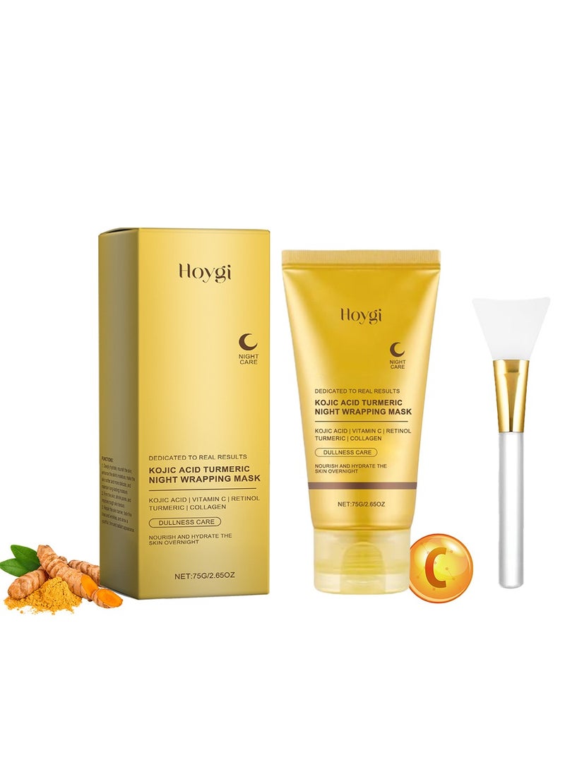 هويجي أقنعة تقشير الوجه، قناع الوجه الكركم المضاد للتجاعيد ومضاد للشيخوخة، تنظيف عميق للبشرة وتنقية حب الشباب، يقلل الخطوط الدقيقة والتجاعيد، قناع شد الوجه للعناية بالبشرة - Image 1