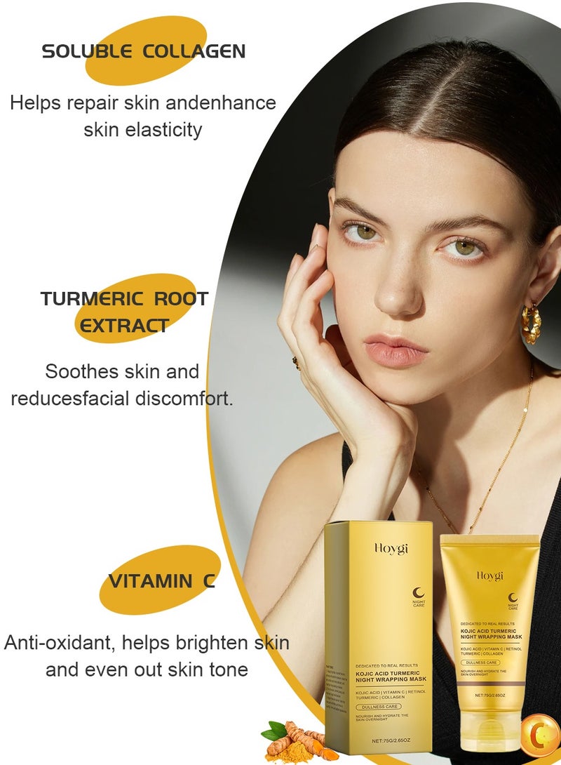 هويجي أقنعة تقشير الوجه، قناع الوجه الكركم المضاد للتجاعيد ومضاد للشيخوخة، تنظيف عميق للبشرة وتنقية حب الشباب، يقلل الخطوط الدقيقة والتجاعيد، قناع شد الوجه للعناية بالبشرة - Image 3