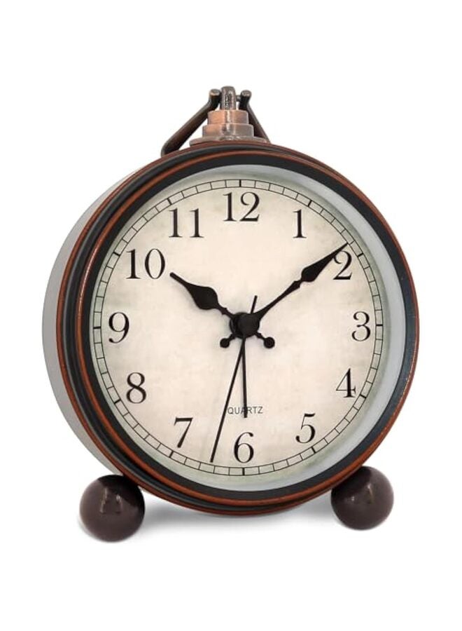 Antique Retro Analog Alarm Clock for Room Decor, Silent Elegant Bedside Desk Table Gift Clock - Image 1