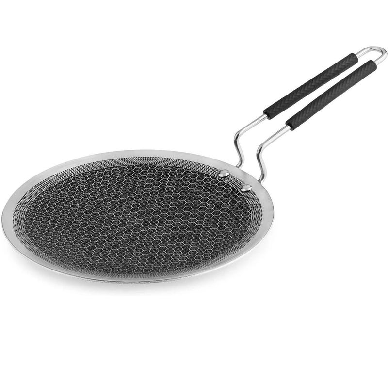 EVERMONT® 2.5MM Thick Non Stick Triply Stainless Steel Dosa Tawa for Dosa/Roti/Chapati/Paratha/with Durable Handle | Size - 26CM | Non Stick Honeycomb Technology| Induction & Gas Compatible - Image 1