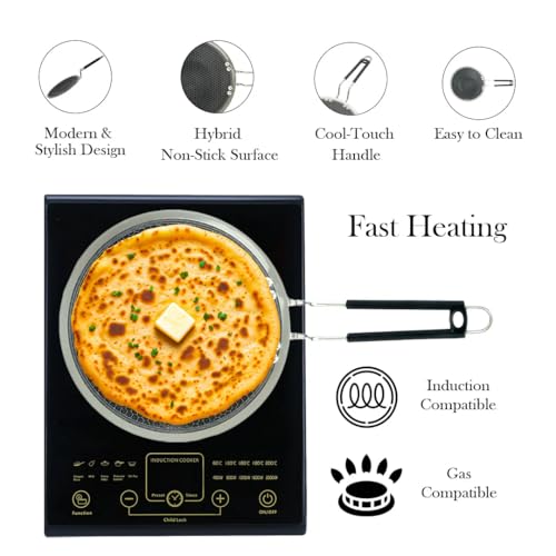 EVERMONT® 2.5MM Thick Non Stick Triply Stainless Steel Dosa Tawa for Dosa/Roti/Chapati/Paratha/with Durable Handle | Size - 26CM | Non Stick Honeycomb Technology| Induction & Gas Compatible - Image 3