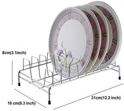 ONTRIP Stainless Steel Dish Rack StandThali Stand Utensil Rack for Kitchen 2 Layer Plate Bowl Stand Wall Mount Dish Drainer Rack for Kitchen - Image 4