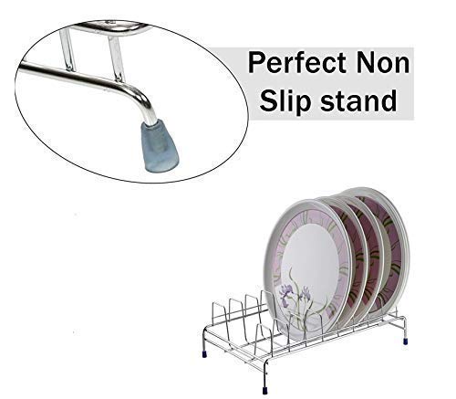 ONTRIP Stainless Steel Dish Rack StandThali Stand Utensil Rack for Kitchen 2 Layer Plate Bowl Stand Wall Mount Dish Drainer Rack for Kitchen - Image 5