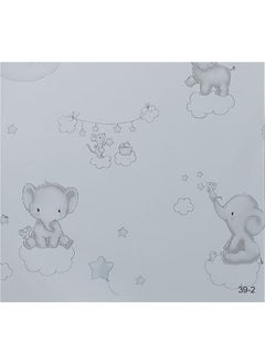 Süper Dekor Super Decor Halley Kids 39-2 Elephant and Mouse Playing on Cloud Patterned Wallpaper 