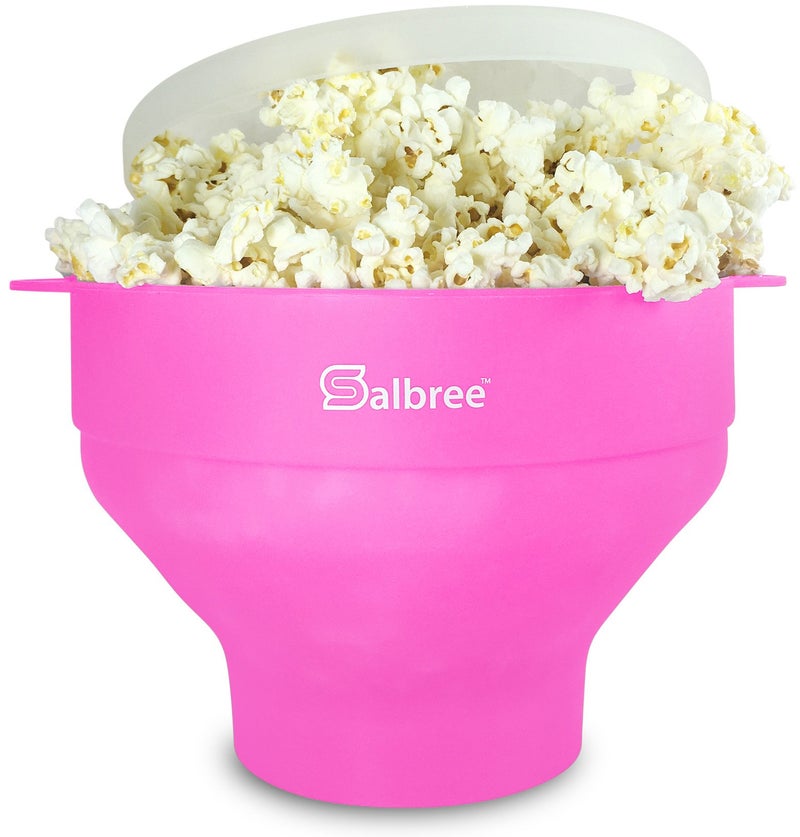 The Original Salbree Collapsible Silicone Microwave Popcorn Popper Maker Machine Microwavable Bowl Holds 16 Cups Uses Hot Air and Oil Always Optional  The Most Colors Available Pink