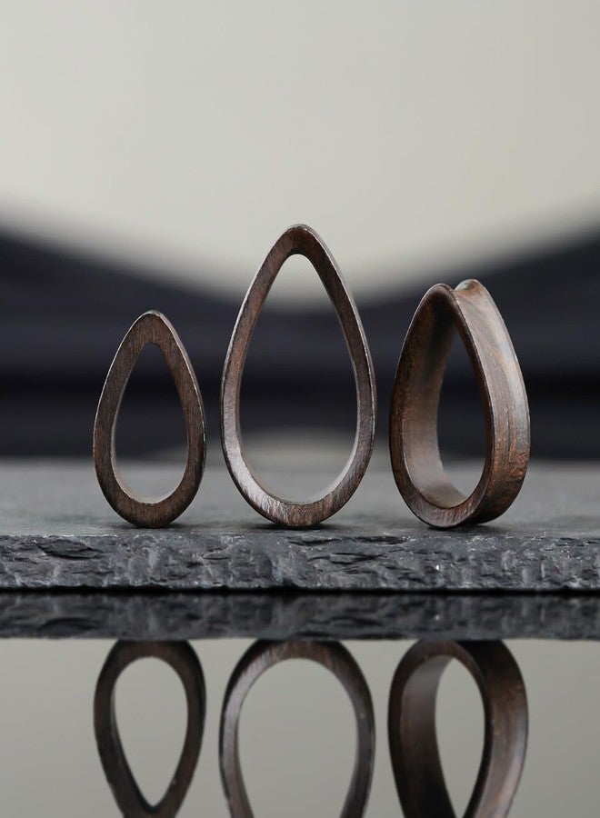COOEAR Tear Drop Ear Tunnel and Plugs, Double Flared Earrings Piercing Expander Stretchers Wooden Gauges Body Jewelry. - Image 2
