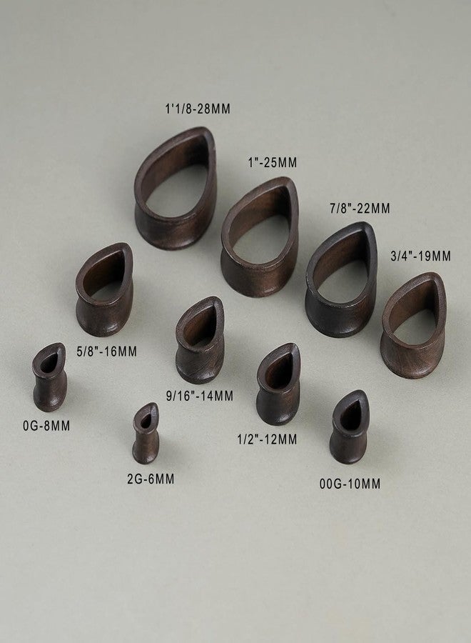 COOEAR Tear Drop Ear Tunnel and Plugs, Double Flared Earrings Piercing Expander Stretchers Wooden Gauges Body Jewelry. - Image 5