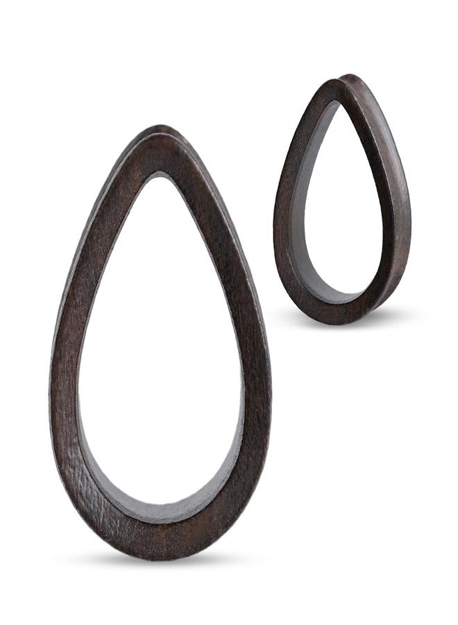 COOEAR Tear Drop Ear Tunnel and Plugs, Double Flared Earrings Piercing Expander Stretchers Wooden Gauges Body Jewelry. - Image 1