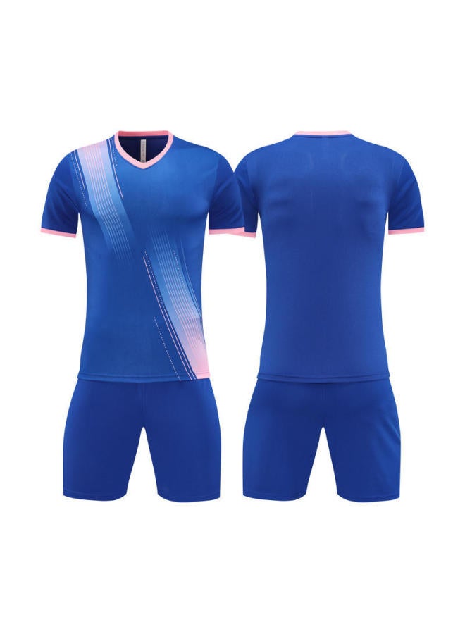 2407 Colorful Blue New Football Uniform Team Short Sleeve Jersey Men's And Women's Children's Light Board Student Competition Sports Training Suit