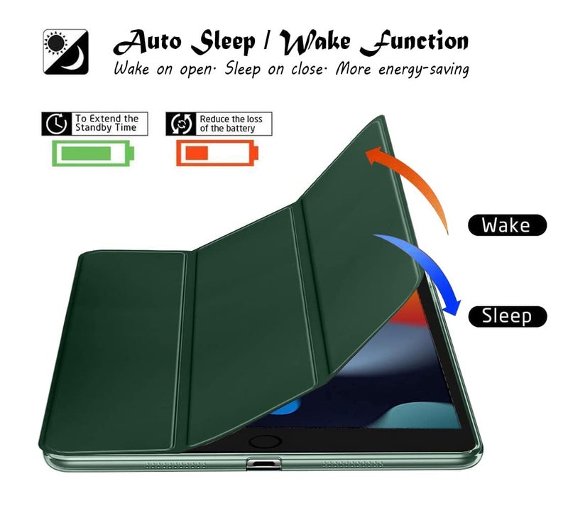 Robustrion Smart Trifold Hard Back Flip Stand Case Cover for iPad 9.7 inch 2018/2017 5th 6th Generation Model A1822 A1823 A1893 A1954 - Dark Green - Image 2