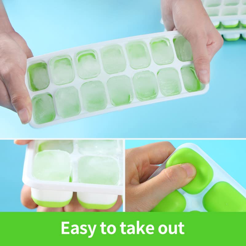 Vehhe Ice Cube Trays Freezer 3 Pack Reusable Silicone 14-Ice Cube Molds with Spill-Resistant - Image 3